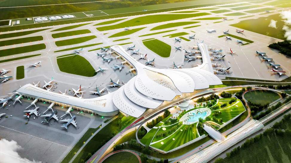 Sân bay Long Thành được đẩy nhanh tiến độ thi công giai đoạn 1. Ảnh phối cảnh.
