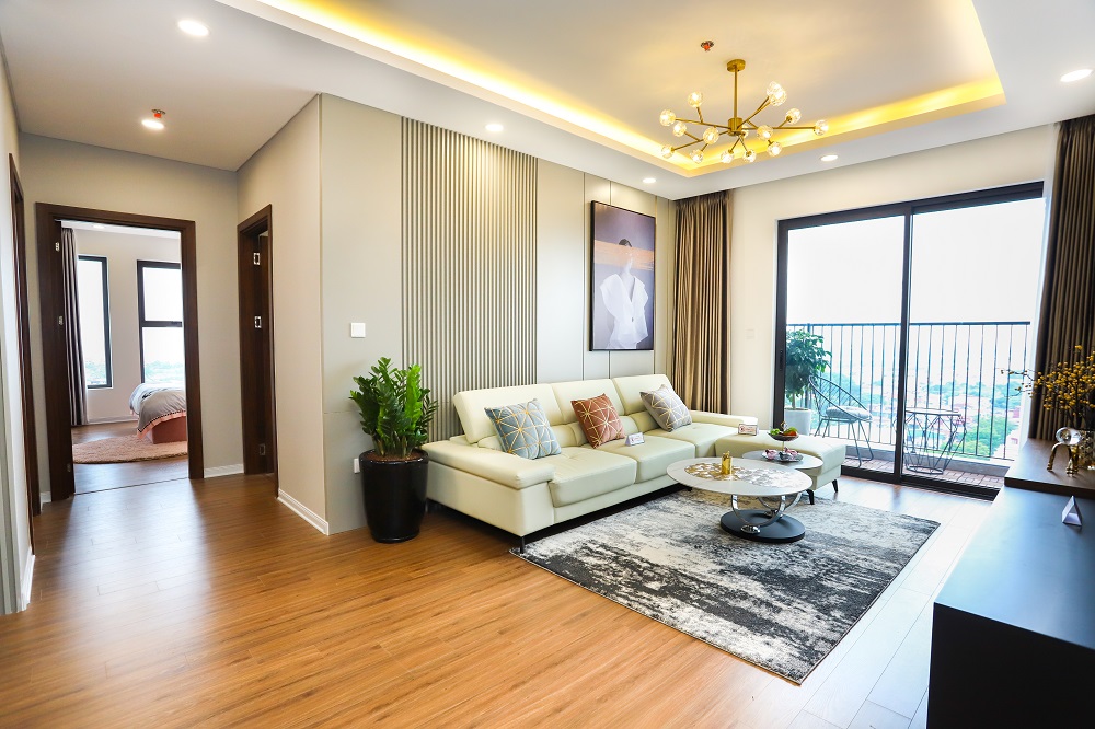Một góc căn hộ 3 phòng ngủ Chung cư Bình Minh Garden thiết kế theo phong cách hiện đại, tối giản, giao hòa thiên nhiên