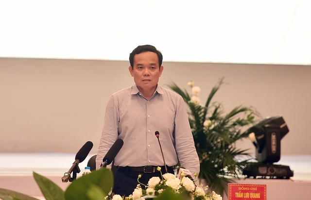 Phó Thủ tướng Trần Lưu Quang phát biểu tại cuộc làm việc với tỉnh Hải Dương, Quảng Ninh và TP. Hải Phòng - Ảnh: VGP/Hải Minh