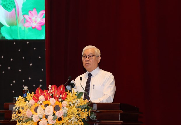 Bí thư Tỉnh ủy Bình Dương Nguyễn Văn Lợi phát biểu tại hội nghị. (Ảnh: Chí Tưởng/TTXVN)