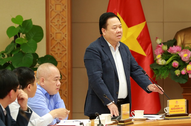 Chủ tịch Uỷ ban Quản lý vốn Nhà nước tại doanh nghiệp Nguyễn Hoàng Anh phát biểu tại cuộc họp - Ảnh: VGP/Minh Khôi