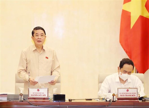 Phó Chủ tịch Quốc hội Nguyễn Đức Hải điều hành phiên hop. (Ảnh: Trọng Đức/TTXVN)