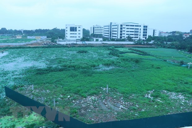 Khu đất nhà ở cho cán bộ cao cấp của Bộ Công an chưa được triển khai tại phường Xuân Đỉnh, Bắc Từ Liêm, Hà Nội. (Ảnh: Mỹ Duyên/TTXVN)