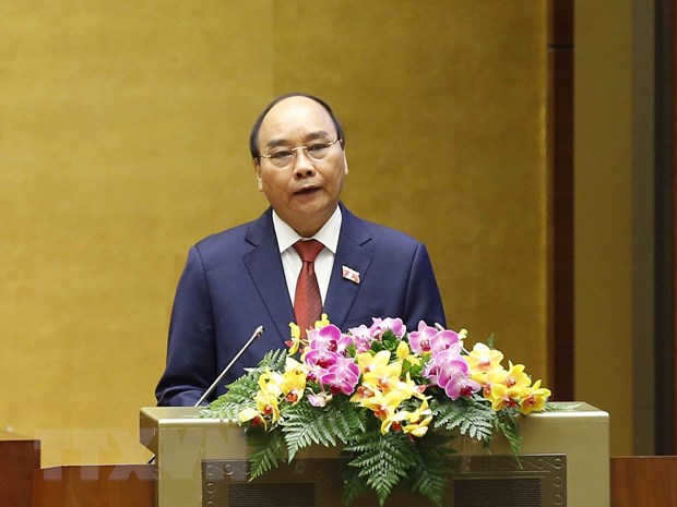Chủ tịch nước Nguyễn Xuân Phúc phát biểu sau khi nhậm chức.