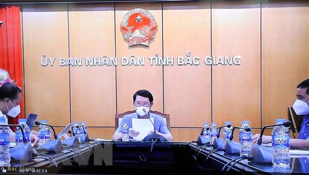 Điểm cầu tỉnh Bắc Giang tại cuộc họp trực tuyến