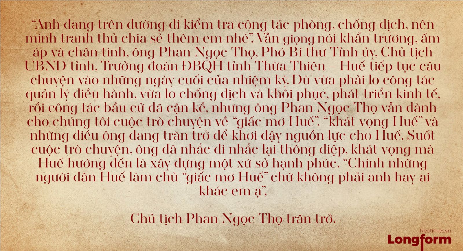 Phan Ngọc Thọ - Chủ tịch Thừa Thiên Huế - Giấc Mơ Huế - Khát Vọng Huế