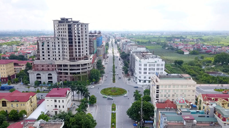 Diện mạo thị xã Từ Sơn nhìn từ trên cao.