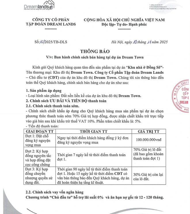 Phú Thọ: Rủi ro nộp tiền đặt chỗ tại dự án Dream Town Hòa Bình chưa đủ điều kiện mở bán- Ảnh 4. Phú Thọ: Rủi ro nộp tiền đặt chỗ tại dự án Dream Town Hòa Bình chưa đủ điều kiện mở bán- Ảnh 4.