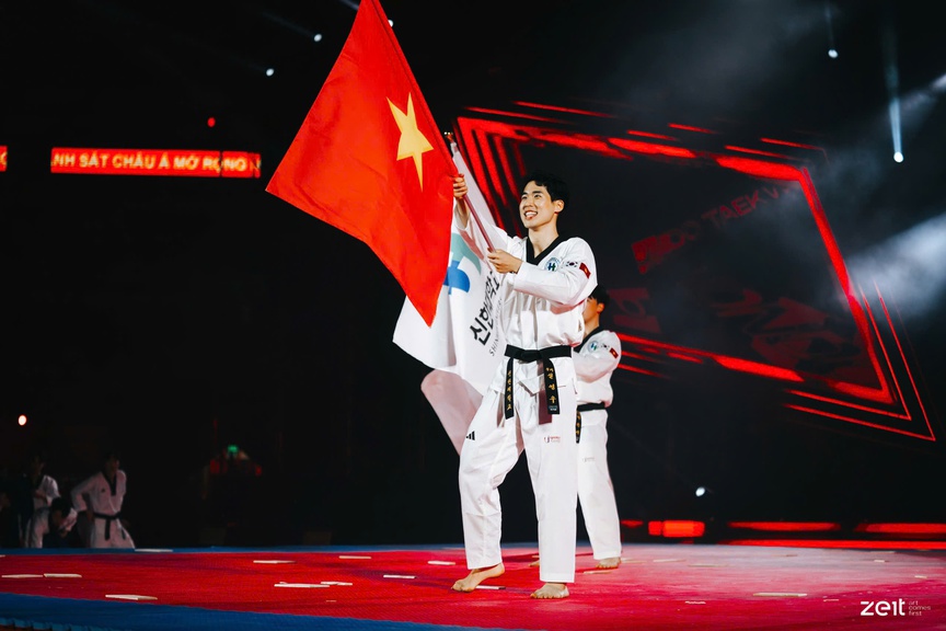 Quốc kỳ tung bay trong Giải Taekwondo Cảnh sát Châu Á mở rộng năm 2024- Ảnh 9.