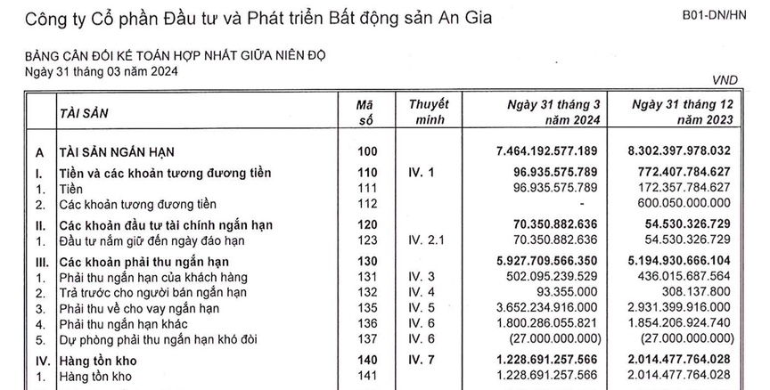 Quý I/2024: Doanh thu, lợi nhuận bất động sản An Gia tăng trưởng mạnh mẽ- Ảnh 2.