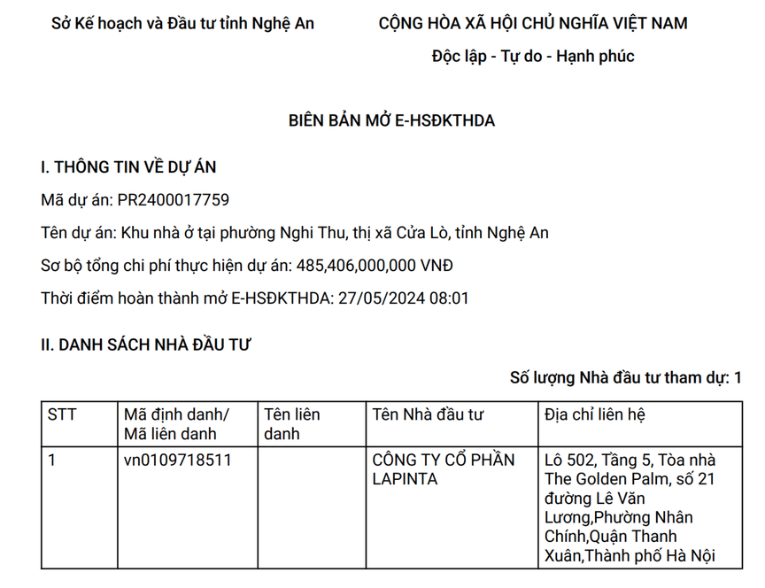 Hé mở CTCP Lapinta, nhà đầu tư "rộng cửa" trúng dự án Khu nhà ở tại Cửa Lò- Ảnh 3.