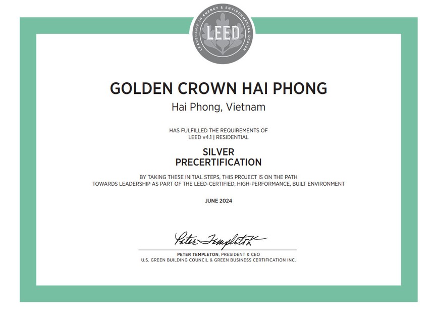 Golden Crown Hai Phong được cấp chứng nhận công trình xanh LEED Residential- Ảnh 2.