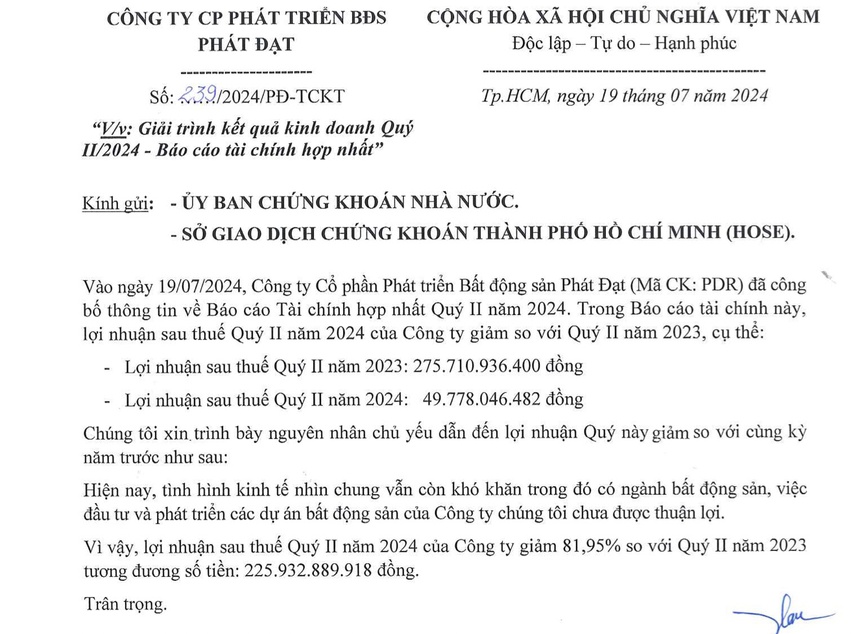 Phát Đạt báo lãi quý II/2024 giảm 82% so với cùng kỳ- Ảnh 2.