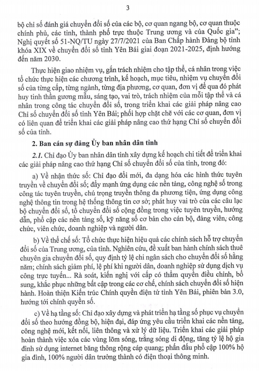 Chỉ thị của Ban Thường vụ Tỉnh ủy Yên Bái về đẩy mạnh các giải pháp nâng cao thứ hạng Chỉ số chuyển đổi số (DTI)- Ảnh 4.