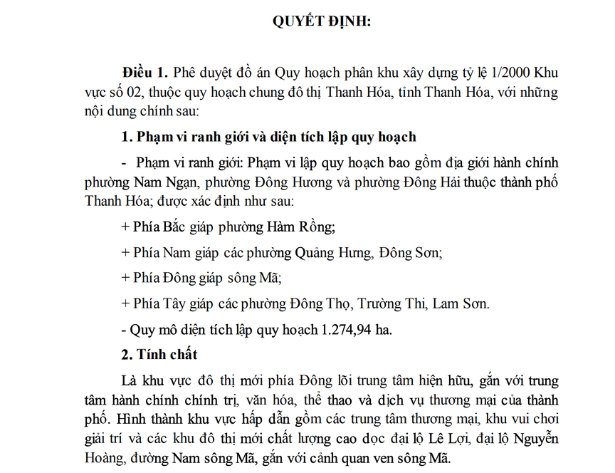 Phê duyệt đồ án quy hoạch phân khu xây dựng khu vực số 02 thành phố Thanh Hóa- Ảnh 1.