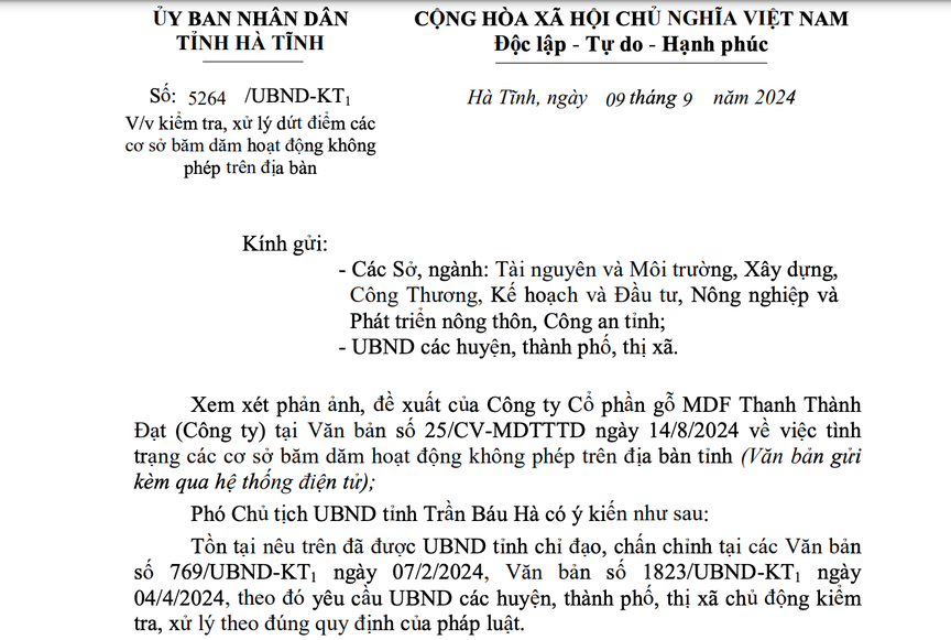 CTCP Gỗ MDF Thanh Thành Đạt "chỉ điểm" các cơ sở băm dăm hoạt động không phép: Hà Tĩnh lập đoàn kiểm tra, xử lý- Ảnh 2.