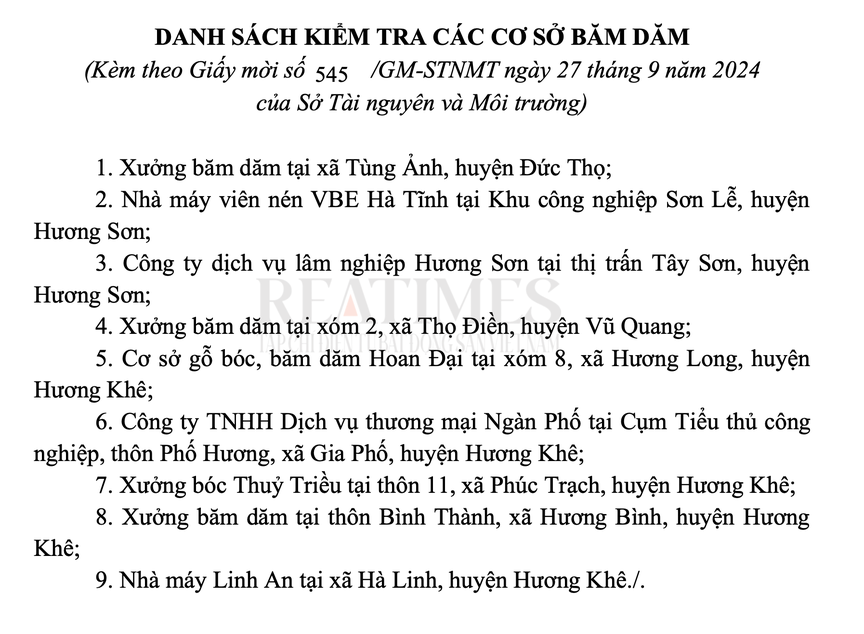 CTCP Gỗ MDF Thanh Thành Đạt "chỉ điểm" các cơ sở băm dăm hoạt động không phép: Hà Tĩnh lập đoàn kiểm tra, xử lý- Ảnh 1.