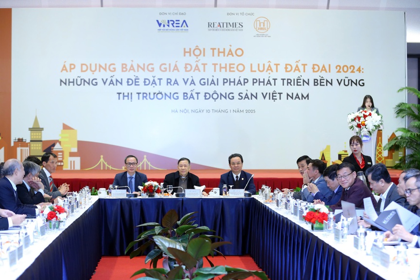 Toàn cảnh hội thảo "Áp dụng bảng giá đất theo Luật Đất đai 2024: Những vấn đề đặt ra và giải pháp phát triển bền vững thị trường bất động sản Việt Nam".