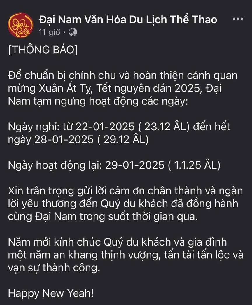 Khu du lịch 6.000 tỷ lớn nhất Đông Nam Á của vợ chồng bà Nguyễn Phương Hằng thông báo tạm ngưng hoạt động, vì sao?- Ảnh 1.