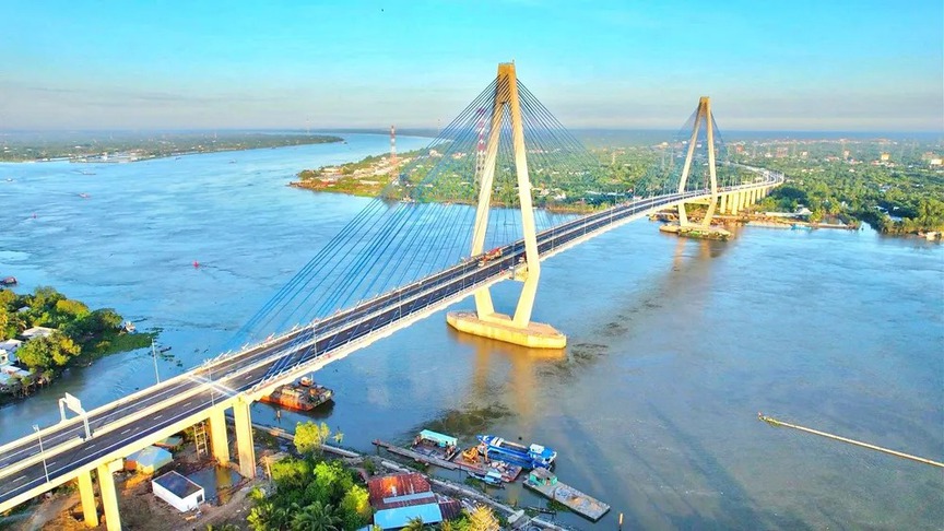 Cầu dây văng đầu tiên của người Việt: Hơn 5.000 tỷ, là tuyến đường quan trọng kết nối 2 tỉnh ĐBSCL- Ảnh 2.