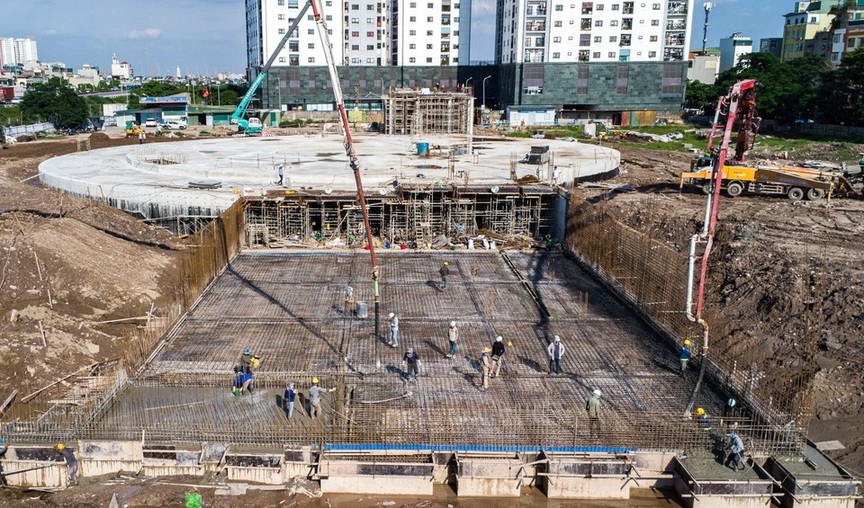 Bến xe khách thứ 7, hiện đại nhất Hà Nội lộ diện hình hài sau 5 tháng khởi công- Ảnh 1.