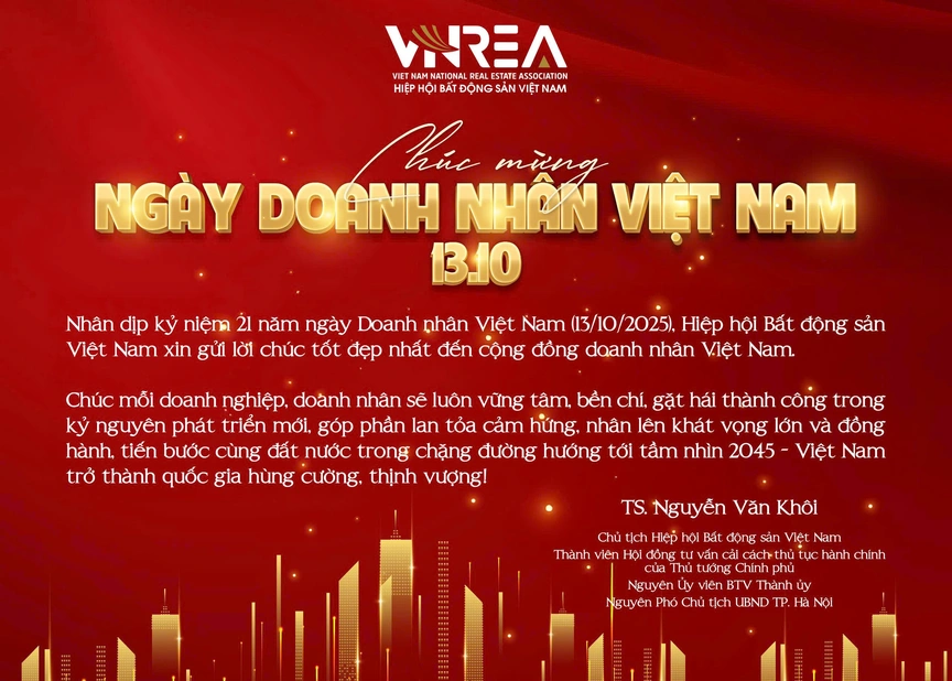 VNREA chúc mừng nhân dịp kỷ niệm 21 năm ngày Doanh nhân Việt Nam- Ảnh 1. VNREA chúc mừng nhân dịp kỷ niệm 21 năm ngày Doanh nhân Việt Nam- Ảnh 1.
