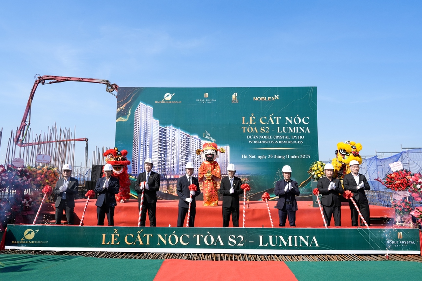 Sunshine Group cất nóc tòa S2 Lumina tại dự án căn hộ hàng hiệu đầu tiên ở KĐT Ciputra - Ảnh 1. Sunshine Group cất nóc tòa S2 Lumina tại dự án căn hộ hàng hiệu đầu tiên ở KĐT Ciputra - Ảnh 1.