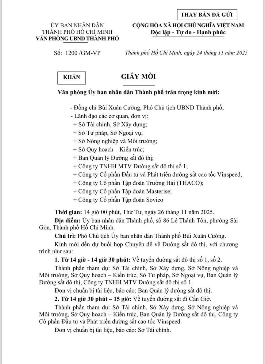 Thư mời của TP. HCM. Nguồn ảnh: TP. HCM Thư mời của TP. HCM. Nguồn ảnh: TP. HCM