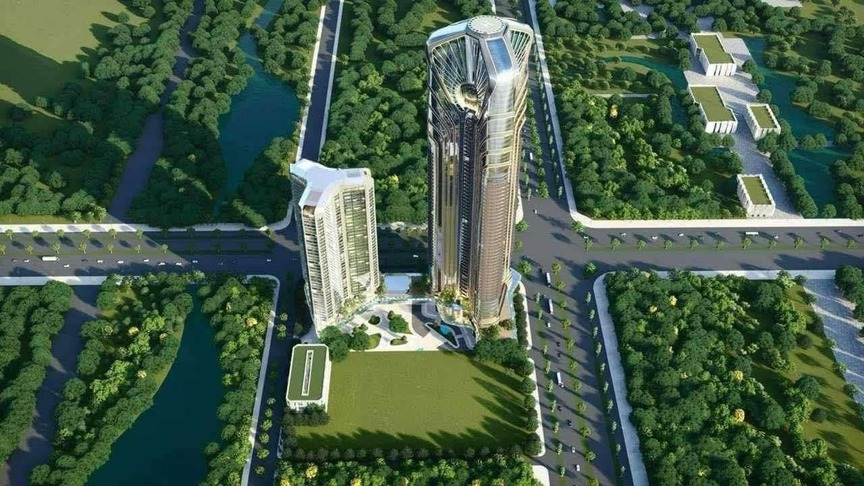 Phối cảnh tòa tháp phức hợp tọa lạc tại lô I14-CTHH01, khu trung tâm hành chính Bắc Sông Cấm của Doji Land. Nguồn ảnh: Internet Phối cảnh tòa tháp phức hợp tọa lạc tại lô I14-CTHH01, khu trung tâm hành chính Bắc Sông Cấm của Doji Land. Nguồn ảnh: Internet