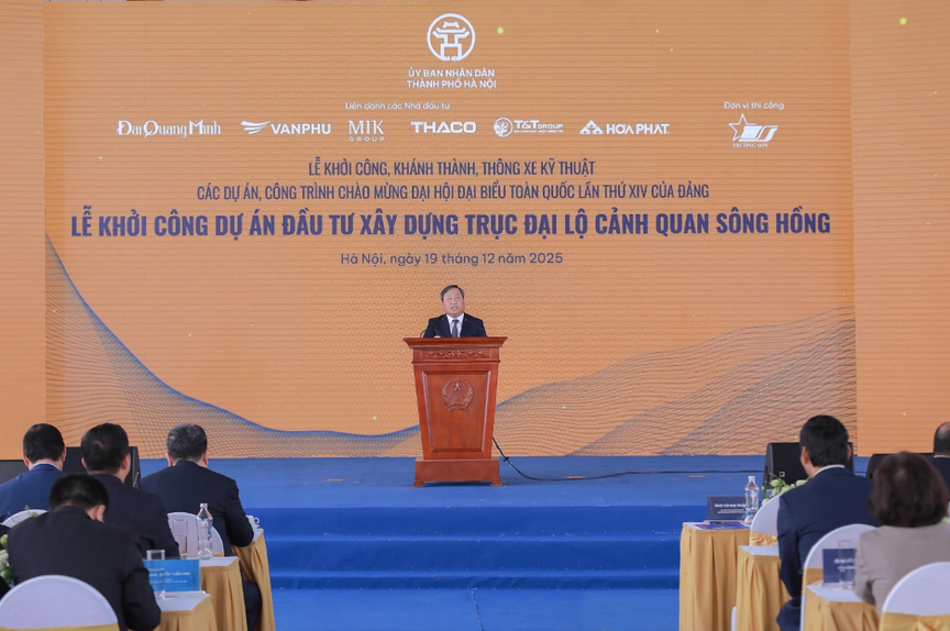 Liên danh Đại Quang Minh - Văn Phú - MIK Group - Thaco - T&T Group - Hòa Phát khởi công Dự án đầu tư xây dựng Trục đại lộ cảnh quan sông Hồng- Ảnh 4.