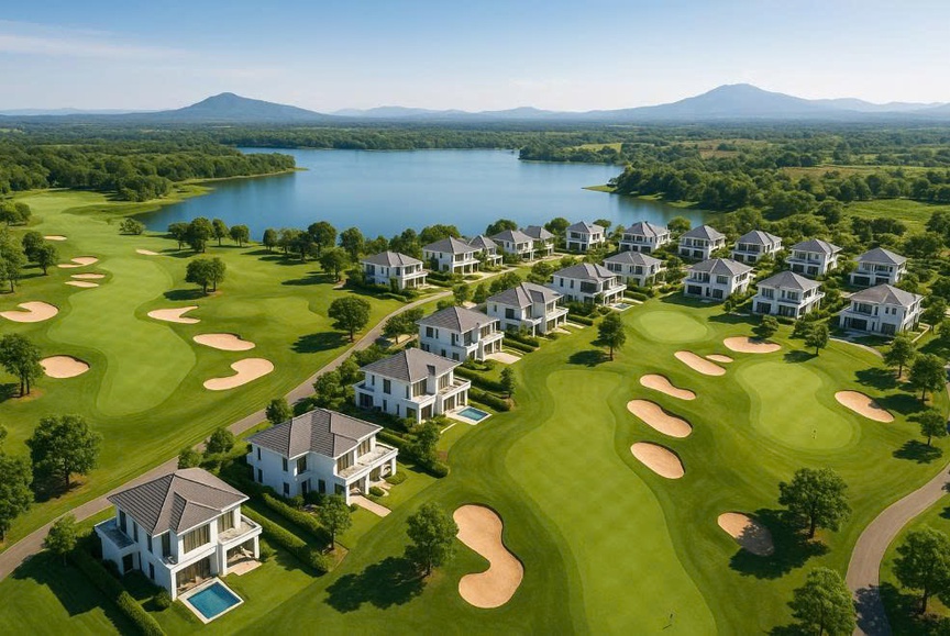 Dự án gồm sân golf 18 lỗ rộng khoảng 76,7ha và khu biệt thự 46,14ha. Ảnh minh họa