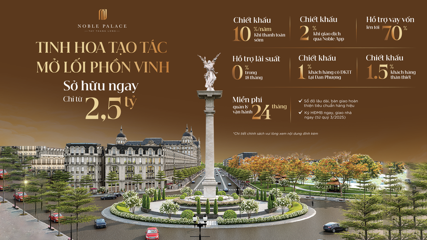 Noble Palace Tay Thang Long công bố chính sách “Mừng Tết Độc Lập” – Quà tặng 280 triệu đồng cho mỗi giao dịch thành công- Ảnh 2. Noble Palace Tay Thang Long công bố chính sách “Mừng Tết Độc Lập” – Quà tặng 280 triệu đồng cho mỗi giao dịch thành công- Ảnh 2.