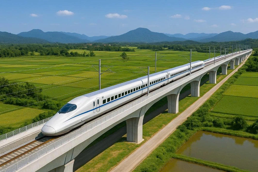 Tuyến đường sắt tốc độ cao Bắc - Nam đoạn qua địa bàn tỉnh Quảng Ngãi vừa ghi nhận bước tiến mới. Ảnh minh họa Tuyến đường sắt tốc độ cao Bắc - Nam đoạn qua địa bàn tỉnh Quảng Ngãi vừa ghi nhận bước tiến mới. Ảnh minh họa