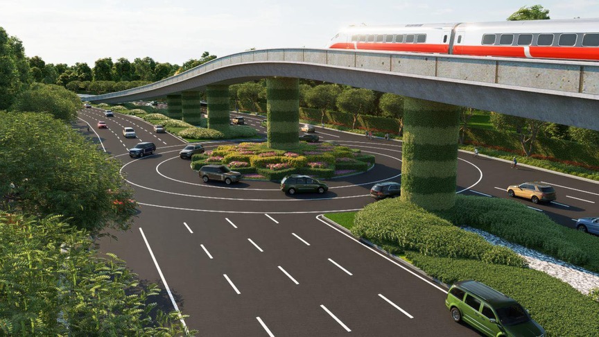 Phối cảnh tuyến tàu điện đô thị. Nguồn ảnh: Sungroup Phối cảnh tuyến tàu điện đô thị. Nguồn ảnh: Sungroup