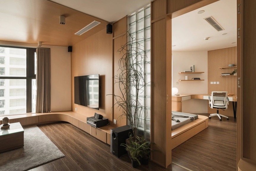 Căn hộ 125m2 bàn giao thô thành 'nhà sáng': Hành lang dài, góc cong vụn vẫn hóa tổ ấm thông minh- Ảnh 9. Căn hộ 125m2 bàn giao thô thành 'nhà sáng': Hành lang dài, góc cong vụn vẫn hóa tổ ấm thông minh- Ảnh 9.