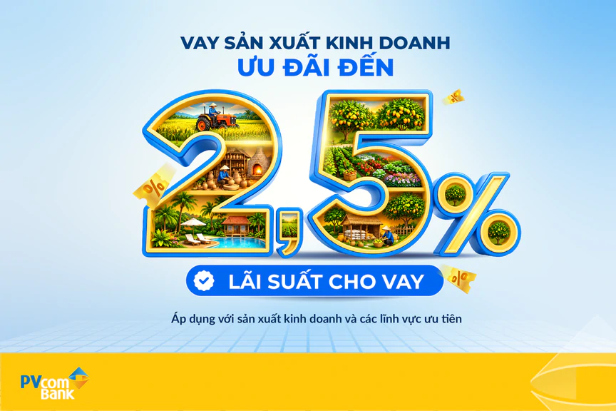 PVcomBank ưu đãi lãi suất cho vay đến 2,5%/năm, hỗ trợ cá nhân và hộ kinh doanh - Ảnh 1.