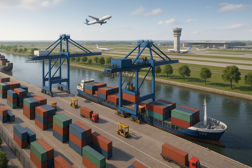 TP tương lai của Việt Nam sắp có cảng thủy nội địa 80ha sát sườn sân bay lớn nhất miền Bắc- Ảnh 1. TP tương lai của Việt Nam sắp có cảng thủy nội địa 80ha sát sườn sân bay lớn nhất miền Bắc- Ảnh 1.