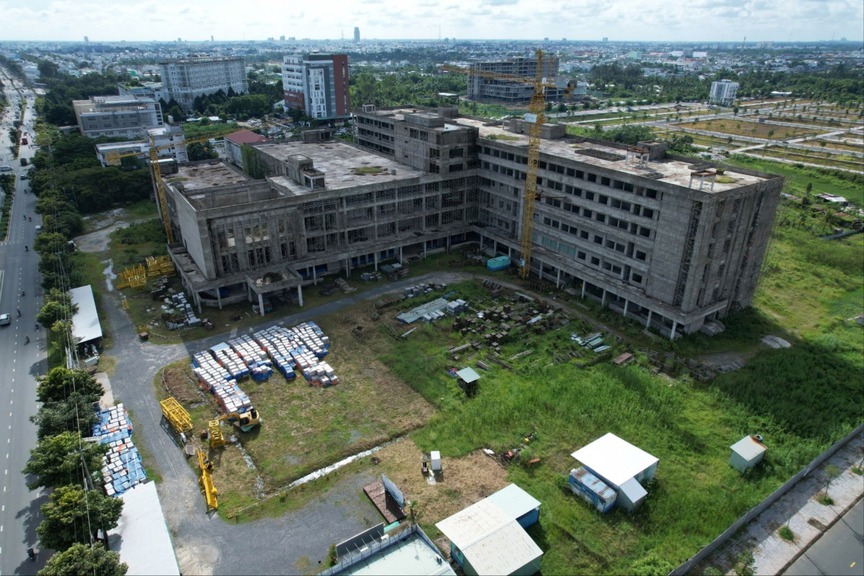 Hiện trạng công trường thi công Bệnh viện Ung bướu TP. Cần Thơ. Nguồn ảnh: Báo Tiền phong