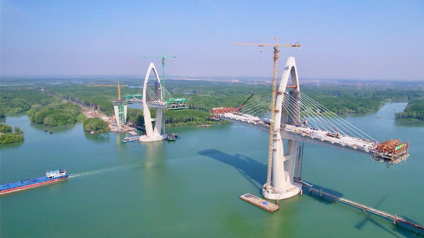 Cầu có nhịp chính dài nhất Đông Nam Á dần thành hình, nỗ lực tiến sát ngày hợp long- Ảnh 1.