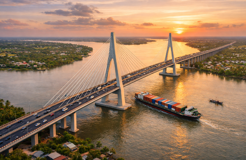 Miền Tây sắp có cây cầu dài 5km bắc qua dòng sông biểu tượng, tuổi thọ lên đến 100 năm- Ảnh 1.