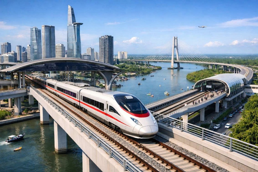 Tuyến đường sắt Bến Thành - Cần Giờ. Ảnh minh họa Tuyến đường sắt Bến Thành - Cần Giờ. Ảnh minh họa