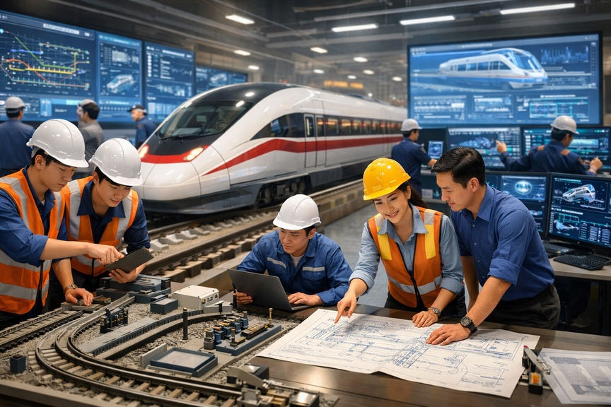 Lần đầu tiên trong lịch sử, Việt Nam đặt mục tiêu đào tạo 70.000 nhân lực, hướng tới làm chủ công nghệ và công nghiệp đường sắt- Ảnh 1. Lần đầu tiên trong lịch sử, Việt Nam đặt mục tiêu đào tạo 70.000 nhân lực, hướng tới làm chủ công nghệ và công nghiệp đường sắt- Ảnh 1.