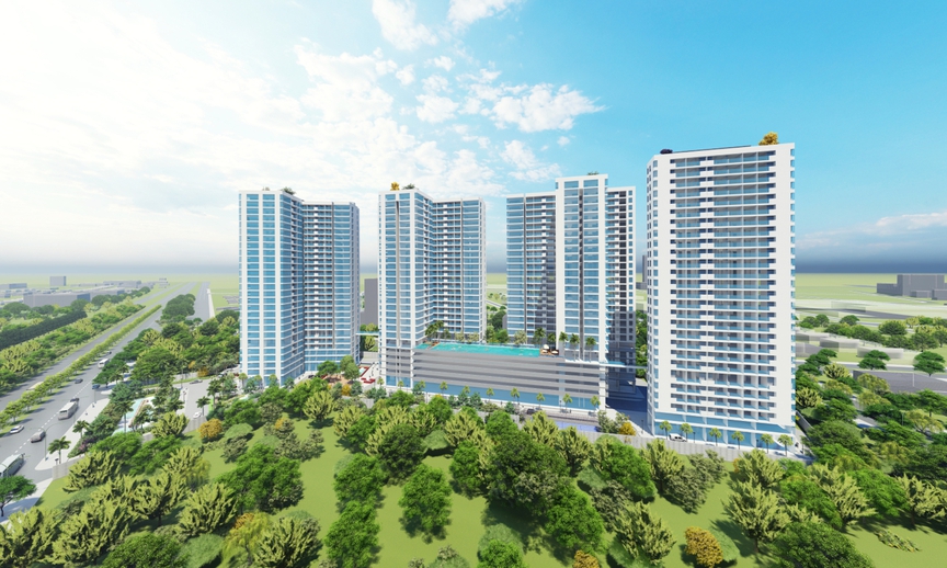 Phối cảnh Khu cao ốc căn hộ Tân Việt Phát tại phường Đông Hòa. Nguồn ảnh: CTCP Tư vấn Xây dựng Đầu tư Dinh Phát