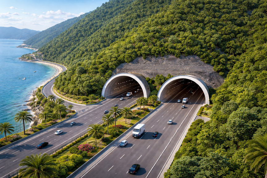 Tỉnh có đường bờ biển dài nhất Việt Nam sẽ làm hầm xuyên núi hơn 3.700 tỷ kết nối đến sân bay quốc tế- Ảnh 2. Tỉnh có đường bờ biển dài nhất Việt Nam sẽ làm hầm xuyên núi hơn 3.700 tỷ kết nối đến sân bay quốc tế- Ảnh 2.