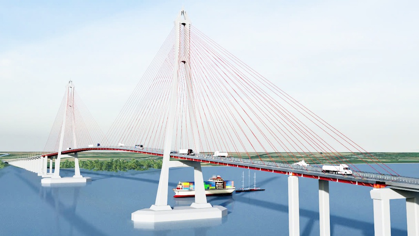 Cây cầu 8.000 tỷ phức tạp bậc nhất Việt Nam nỗ lực cán đích, xóa bỏ bến phà qua sông đã tồn tại nhiều năm- Ảnh 1.