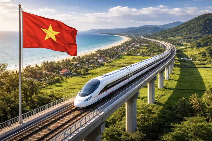 Tuyến đường sắt tốc độ cao Bắc - Nam. Ảnh minh hoạ