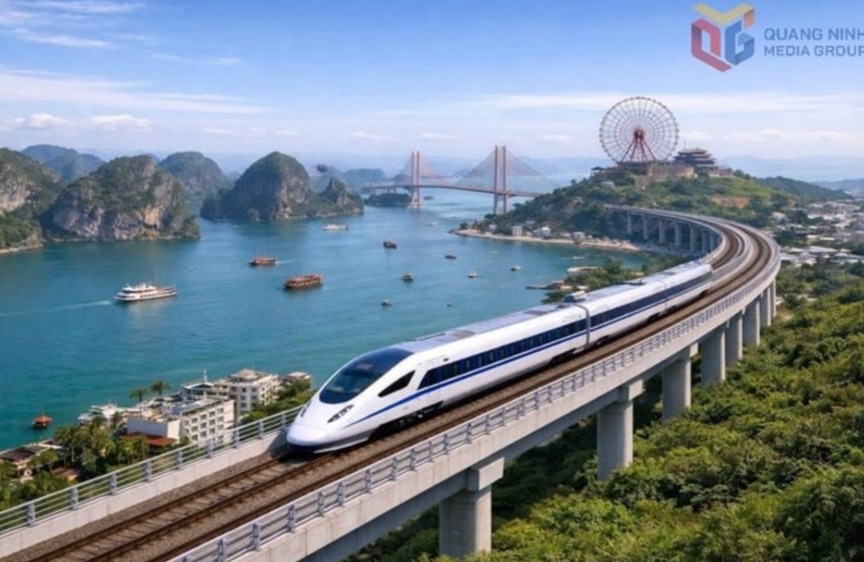 Phối cảnh tuyến đường sắt tốc độ cao Hà Nội - Quảng Ninh. Nguồn ảnh: UBND tỉnh Quảng Ninh