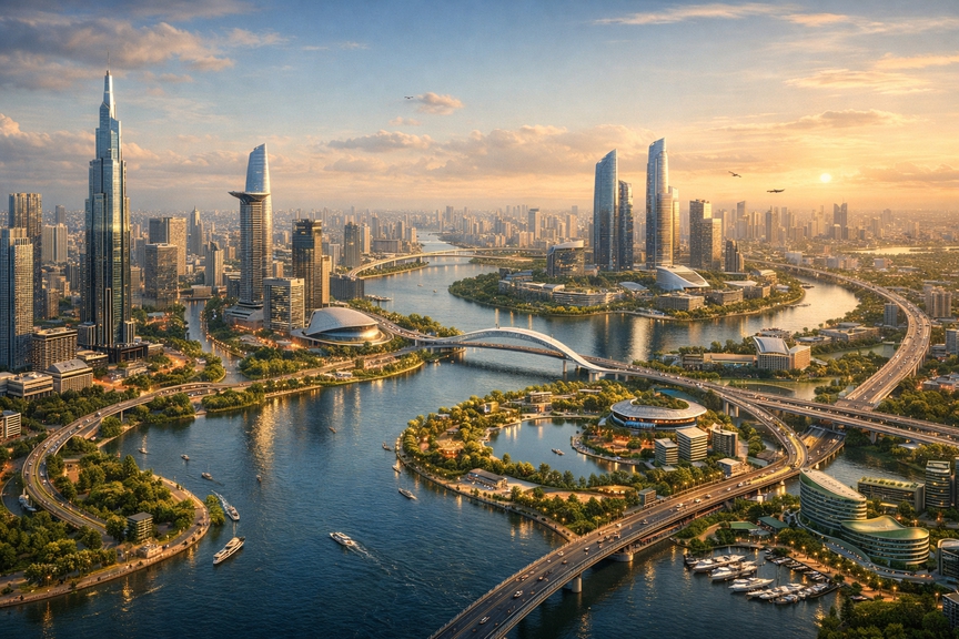 TP giàu nhất Việt Nam được định hướng trở thành siêu đô thị đa trung tâm- Ảnh 1.