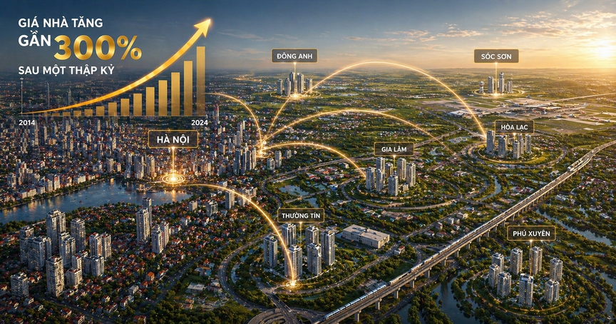 Giá nhà tăng gần 300% sau một thập kỷ, bất động sản Hà Nội bắt đầu 'chuyển trục' ra các cực vệ tinh- Ảnh 1.