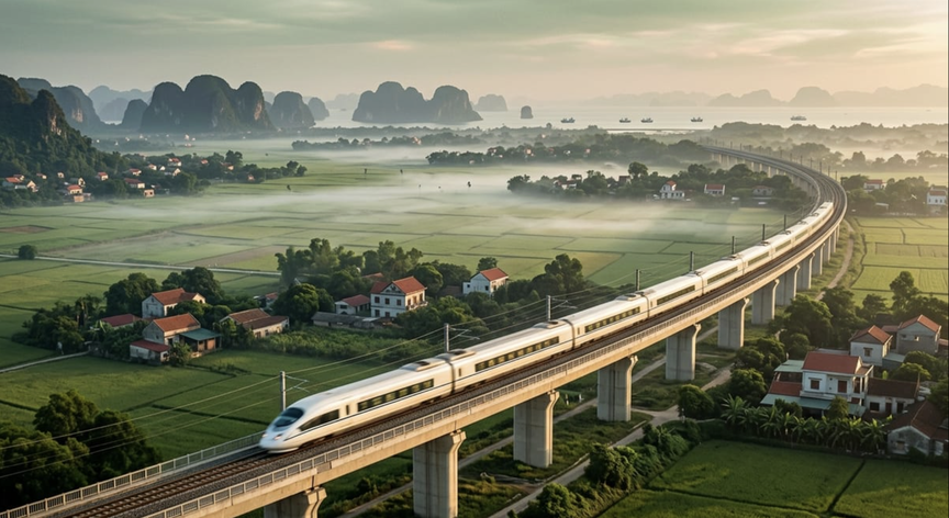 Sắp xây dựng tuyến đường sắt cao tốc gần 150.000 tỷ, rút ngắn quãng đường Hà Nội - Hạ Long còn 30 phút- Ảnh 1.